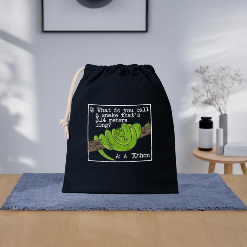 Python Snake Pithon Pi Tag Icon Funny Math Closable cotton gift bag (25x30cm)