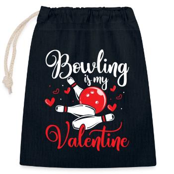Bowling Is My Valentine Team Player StrikeBowler - Verschließbarer Geschenkbeutel aus Baumwolle (25x30cm) - Navy - Vorne