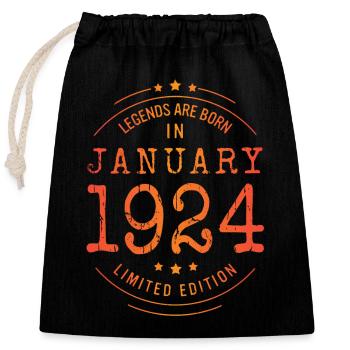 Anniversaire Janvier 1924 Edition Limitée Millésime - Sac cadeau en coton avec cordon (25 x 30 cm) - noir - Devant