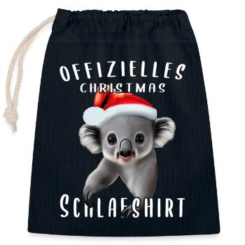 Chemise de Noël officielle Koala - Sac cadeau en coton avec cordon (25 x 30 cm) - bleu marine - Devant