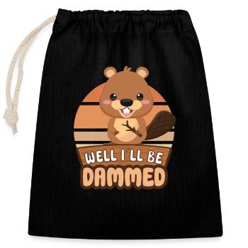 Beaver Fan Beaver Lovers Funny Beaver Gift - Closable cotton gift bag (25x30cm) - black - Front