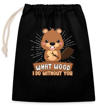 Beaver Fan Beaver Lovers Funny Beaver Gift - Closable cotton gift bag (25x30cm) - black - Front