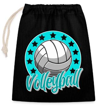 Volleyball - Closable cotton gift bag (25x30cm) - black - Front