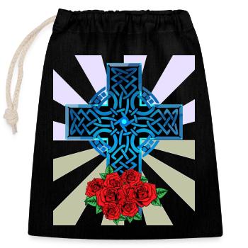 Christmas Gift Christianity Cross Jesus - Closable cotton gift bag (25x30cm) - black - Front