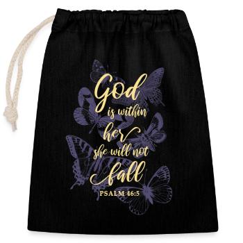 Butterflies Bible verse Christian - Closable cotton gift bag (25x30cm) - black - Front