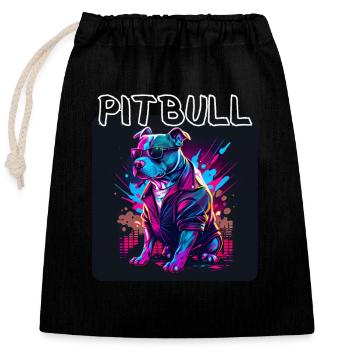 Style graffiti - Cool Pitbull 5 - Sac cadeau en coton avec cordon (25 x 30 cm) - noir - Devant