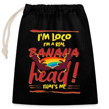 Loco - Fou - Sac cadeau en coton avec cordon (25 x 30 cm) - noir - Devant