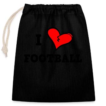 J’adore le football - Sac cadeau en coton avec cordon (25 x 30 cm) - noir - Devant