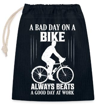 A Bad Day On A Bike Always Beats A Good Day At Wor - Closable cotton gift bag (25x30cm) - navy - Front