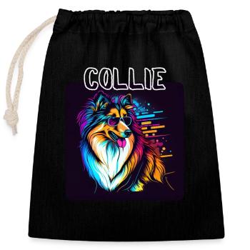 Graffiti Style - Cooler Collie 1 - Closable cotton gift bag (25x30cm) - black - Front