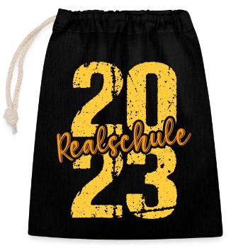 Realschule bestanden Realschulabschluss 2023 - Verschließbarer Geschenkbeutel aus Baumwolle (25x30cm) - Schwarz - Vorne