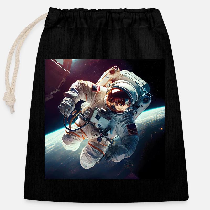 Astronaut Cosmonaut Sci-Fi character - Verschließbarer Geschenkbeutel aus Baumwolle (25x30cm) - Schwarz