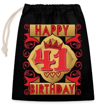 41. Geburtstag 41 Jahre alt Spruch, Vintage-Design - Verschließbarer Geschenkbeutel aus Baumwolle (25x30cm) - Schwarz - Vorne