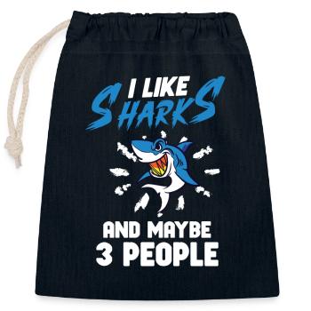 Requin Ocean Predator Créature marine - Sac cadeau en coton avec cordon (25 x 30 cm) - bleu marine - Devant