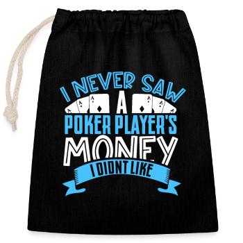 Poker Casino Joueur de poker Jeu de roulette - Sac cadeau en coton avec cordon (25 x 30 cm) - noir - Devant