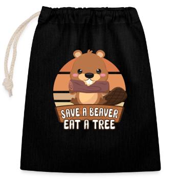 Beaver Fan Beaver Lovers Funny Beaver Gift - Closable cotton gift bag (25x30cm) - black - Front