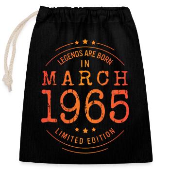 Geburtstag März 1965 Limited Edition Vintage - Verschließbarer Geschenkbeutel aus Baumwolle (25x30cm) - Schwarz - Vorne