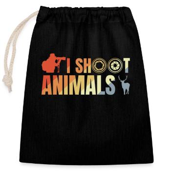 Je photographie des animaux - Sac cadeau en coton avec cordon (25 x 30 cm) - noir - Devant
