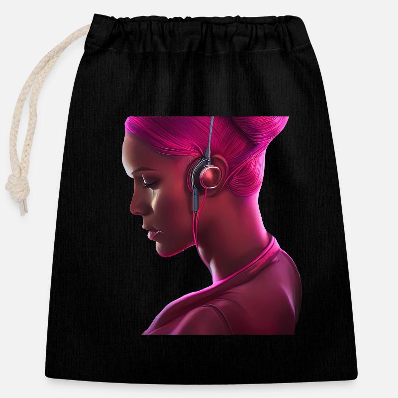 Retrowave Synthwave 80s Character Design - Verschließbarer Geschenkbeutel aus Baumwolle (25x30cm) - Schwarz