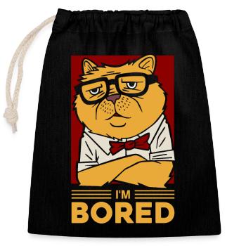 Je m’ennuie - Sac cadeau en coton avec cordon (25 x 30 cm) - noir - Devant