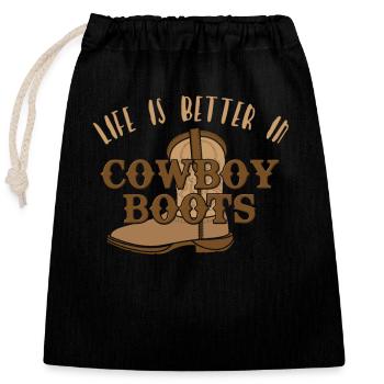 Cowboy Barn Bull Rider Rodeo Country Western - Sac cadeau en coton avec cordon (25 x 30 cm) - noir - Devant