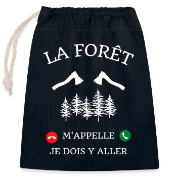 la foret m'appelle humour bucheron homme cadeau - Sac cadeau en coton avec cordon (25 x 30 cm) - bleu marine - Devant