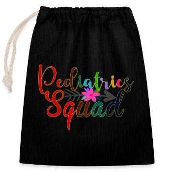 Pediatrics Squad Pediatrician Nursing PEDS Staff - Closable cotton gift bag (25x30cm) - black - Front