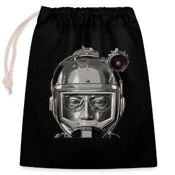 Space Helmet Astronaut - Closable cotton gift bag (25x30cm) - black - Front