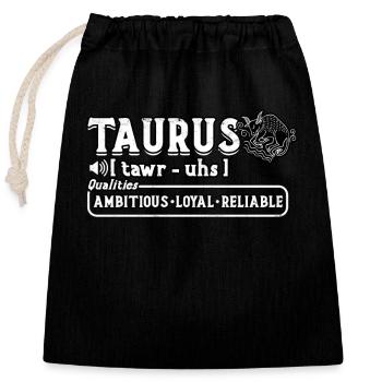 Black Bull Queen April Zodiac Astrology - Closable cotton gift bag (25x30cm) - black - Front