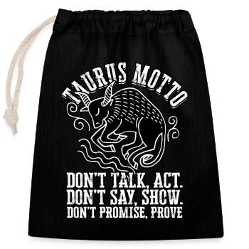 Black Bull Queen April Zodiac Astrology - Closable cotton gift bag (25x30cm) - black - Front