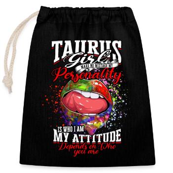 Black Bull Queen April Zodiac Astrology - Closable cotton gift bag (25x30cm) - black - Front