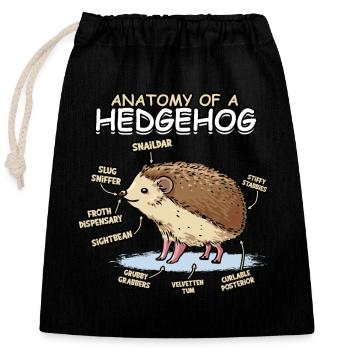 Igelbesitzer Hedgehogs Liebhaber niedlicher Tier - Verschließbarer Geschenkbeutel aus Baumwolle (25x30cm) - Schwarz - Vorne