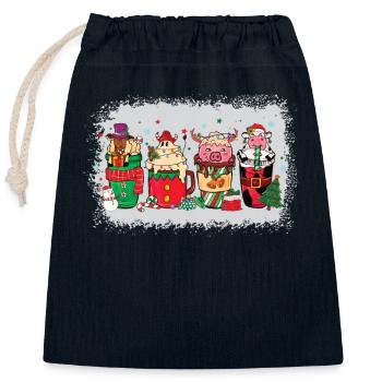 Weihnachten Kaffeetasse Gebleicht - Verschließbarer Geschenkbeutel aus Baumwolle (25x30cm) - Navy - Vorne