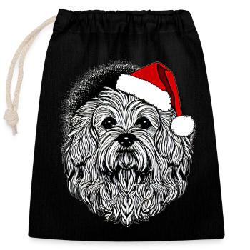 Weihnachten Hund süß lustig Hunde Tier Welpe 5 - Verschließbarer Geschenkbeutel aus Baumwolle (25x30cm) - Schwarz - Vorne