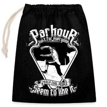 Parkour Freerunning Runner Back Flip Jumping - Closable cotton gift bag (25x30cm) - black - Front