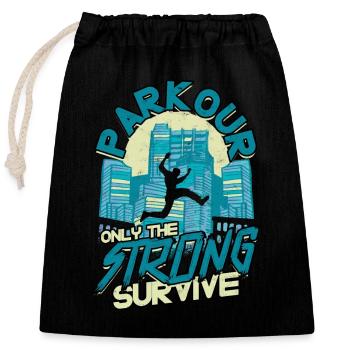 Parkour Freerunning Runner Back Flip Jumping - Closable cotton gift bag (25x30cm) - black - Front