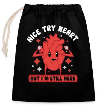 Open Heart Surgery Heart Surgery Survivor Gift - Closable cotton gift bag (25x30cm) - black - Front