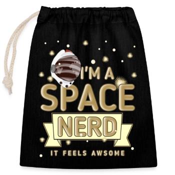 Weltraum - Nerd - Verschließbarer Geschenkbeutel aus Baumwolle (25x30cm) - Schwarz - Vorne