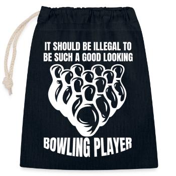 Bowling Girls Bowling ball Cone Bowling bowling - Closable cotton gift bag (25x30cm) - navy - Front