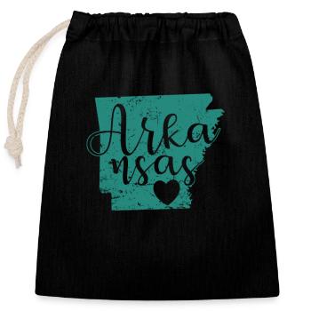 Arkansas Carte Contour USA Amérique - Sac cadeau en coton avec cordon (25 x 30 cm) - noir - Devant