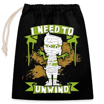 Momie comique, momie de dessin animé, drôle de dicton - Sac cadeau en coton avec cordon (25 x 30 cm) - noir - Devant