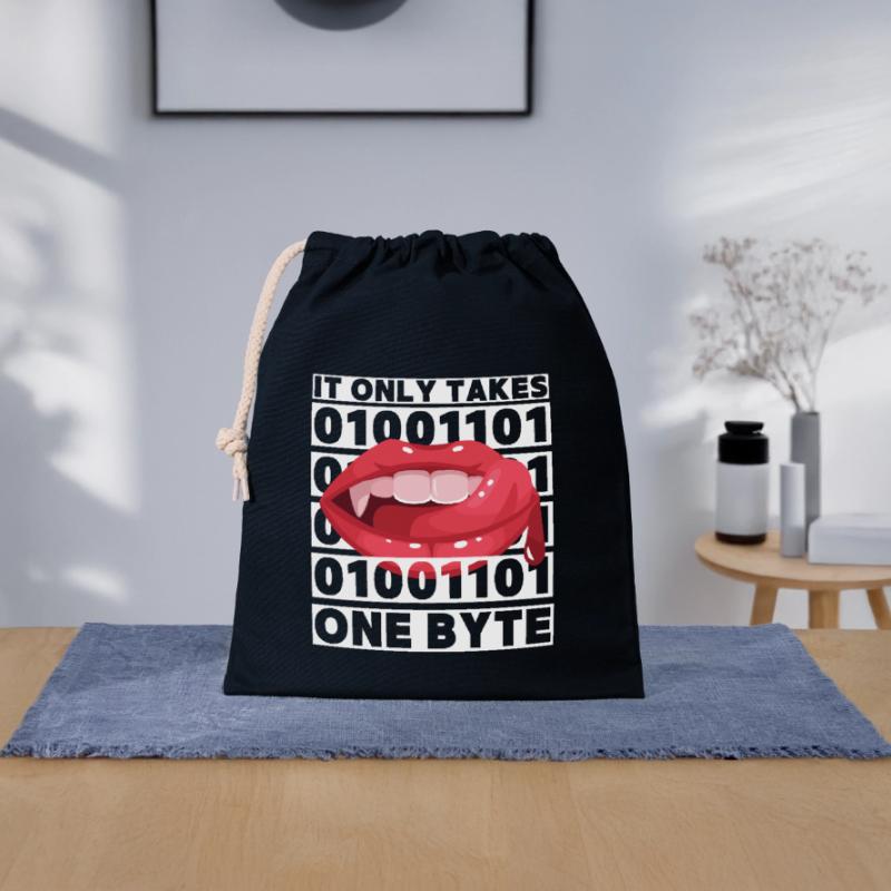 Bit Bytes Binary Computer Nerd, Vampire, Saying, Pun Closable cotton gift bag (25x30cm)