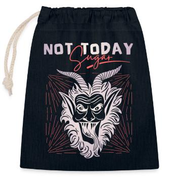 Devil-Devil, funny saying Not-Today-Satan - Closable cotton gift bag (25x30cm) - navy - Front