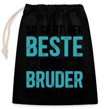 So Sieht Der Beste Große Bruder Der Welt Aus - Verschließbarer Geschenkbeutel aus Baumwolle (25x30cm) - Schwarz - Vorne