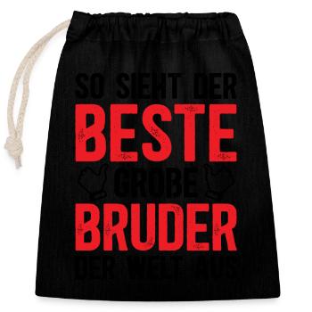 So Sieht Der Beste Große Bruder Der Welt Aus - Verschließbarer Geschenkbeutel aus Baumwolle (25x30cm) - Schwarz - Vorne