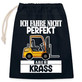 Staplerfahrer Gabelstapler Lager Logistik - Verschließbarer Geschenkbeutel aus Baumwolle (25x30cm) - Navy - Vorne