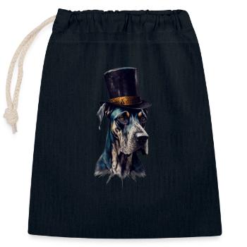 Dog Great Dane dog motif - Closable cotton gift bag (25x30cm) - navy - Front