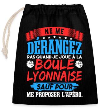 Boule Lyonnaise Bouliste - Sac cadeau en coton avec cordon (25 x 30 cm) - noir - Devant