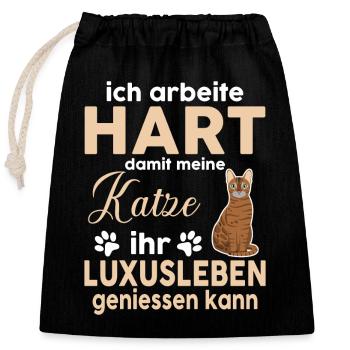 Luxusleben - Verschließbarer Geschenkbeutel aus Baumwolle (25x30cm) - Schwarz - Vorne