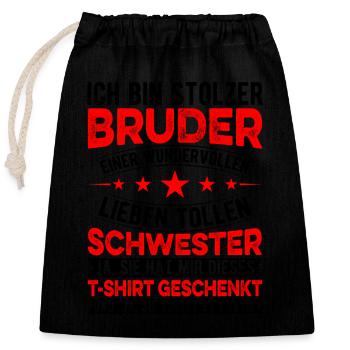 Funny Brother Sister Birthday Christmas Gift Idea - Verschließbarer Geschenkbeutel aus Baumwolle (25x30cm) - Schwarz - Vorne